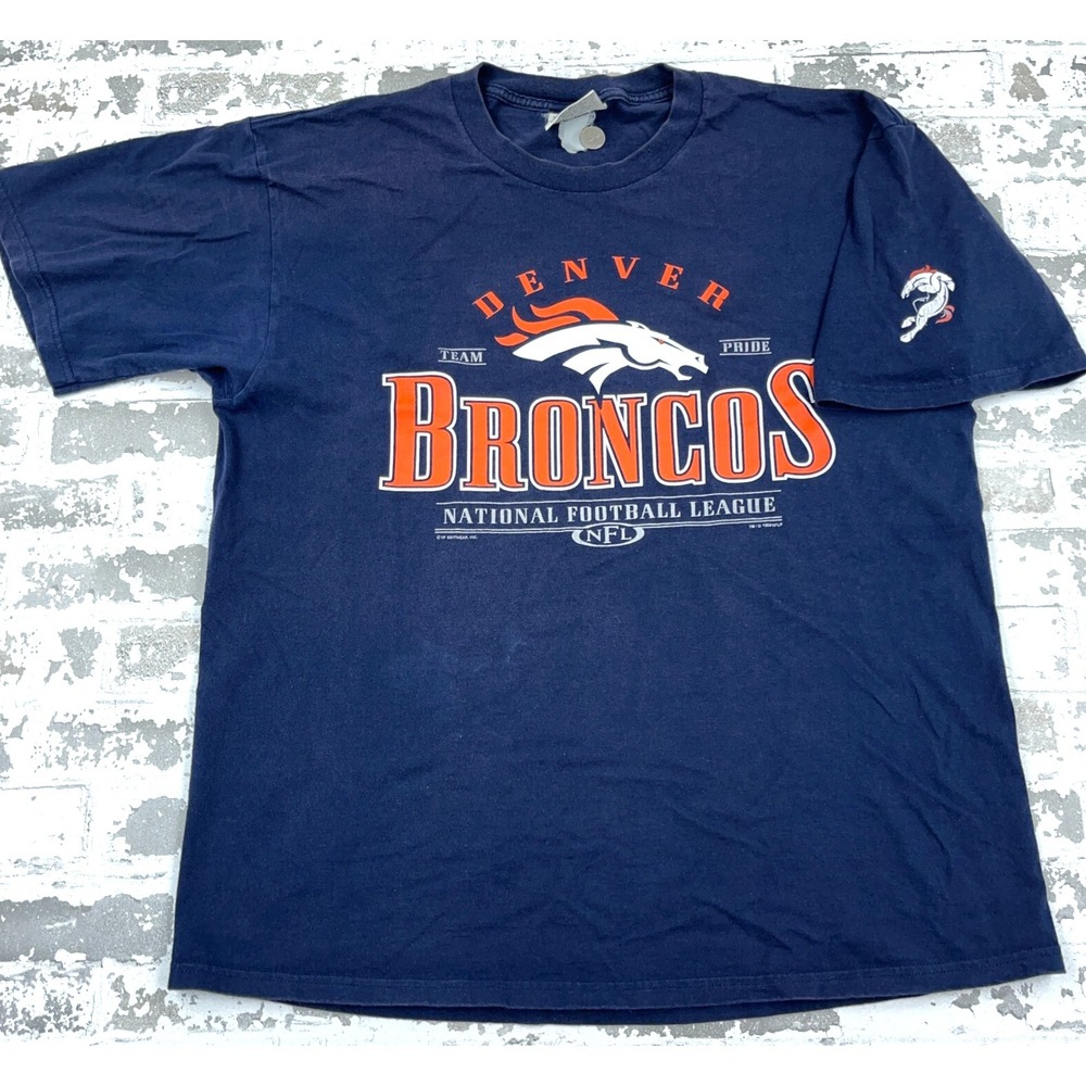 Vintage Denver Broncos Shirt Men XL Blue Tee 90s Y2K NFL Football Adult Lee Spor